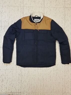 Levi's Quilted Full Zip Navy and Tan Sherpa Collar Winter Jacket